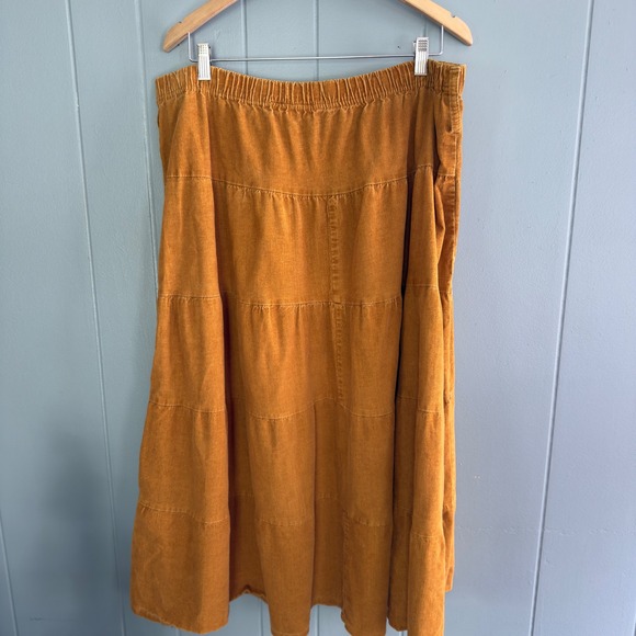 Vintage Gold Flava Skirt Tiered Corduroy Honey Brown‎ XL XXL Boho Cottagecore - Picture 1 of 8